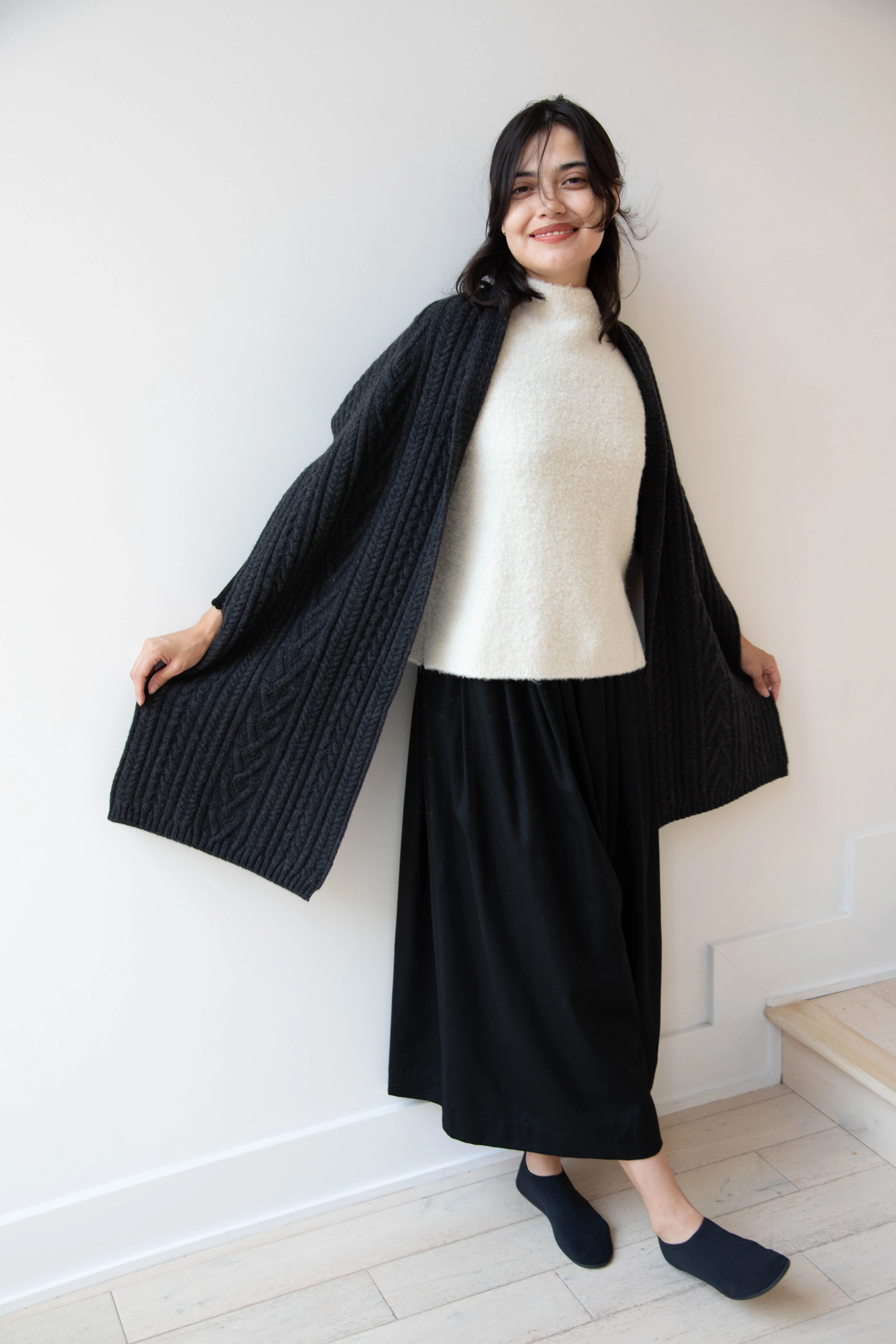 The Loom | Cabled Scarf in Grey - Image 5