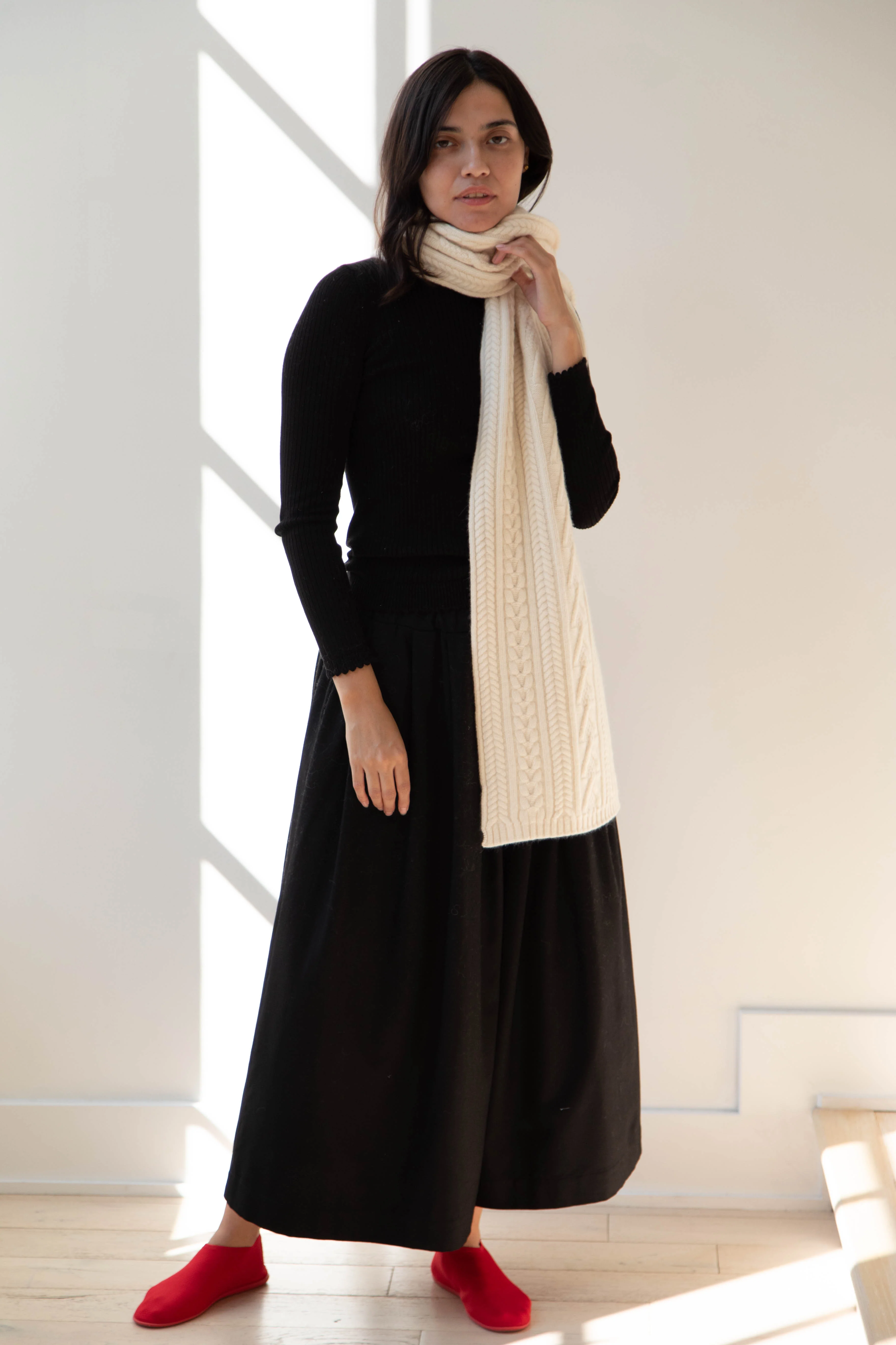The Loom | Cabled Scarf in Ivory - Image 14