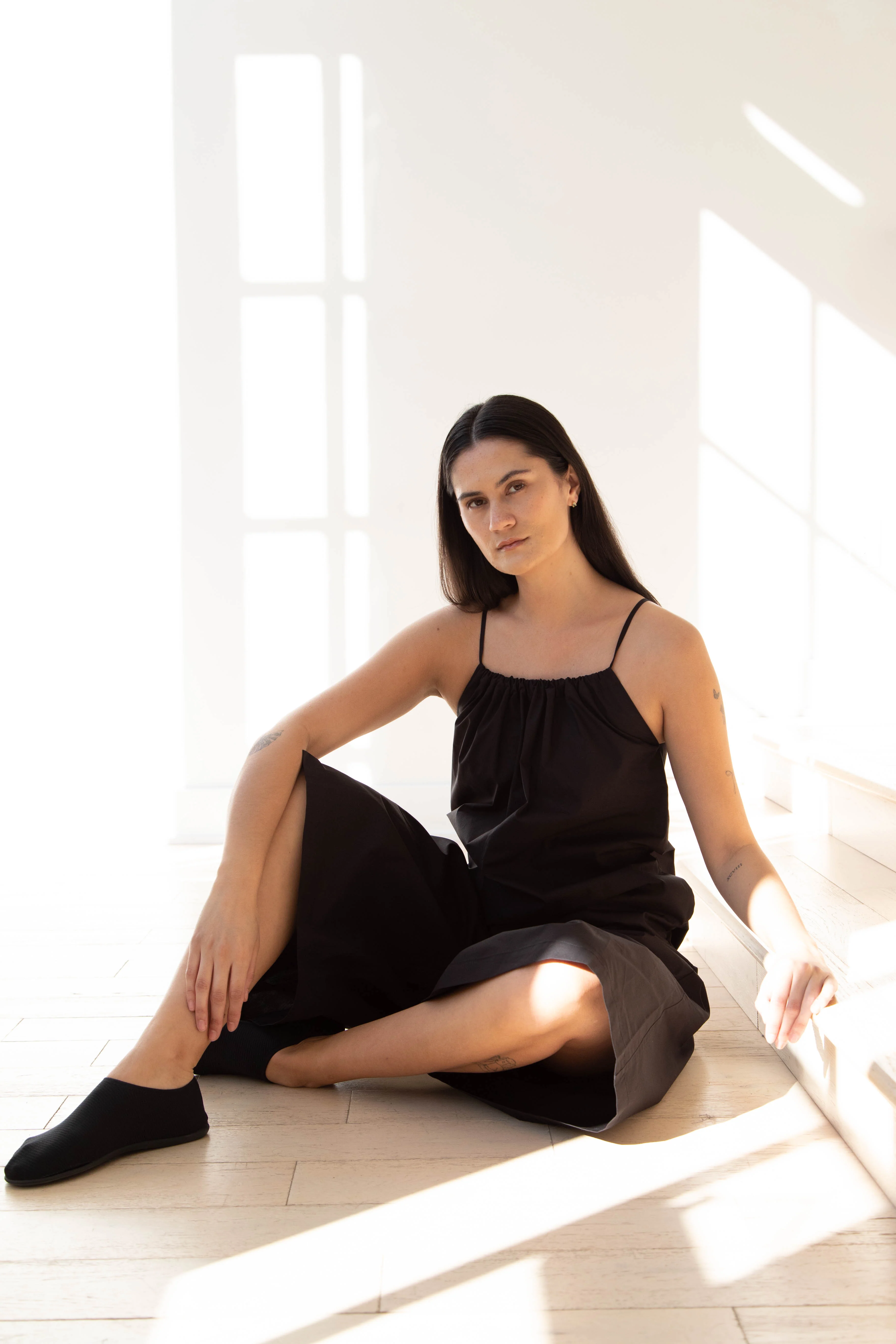 The Loom | Gathered Jumpsuit in Black Cotton - Image 21