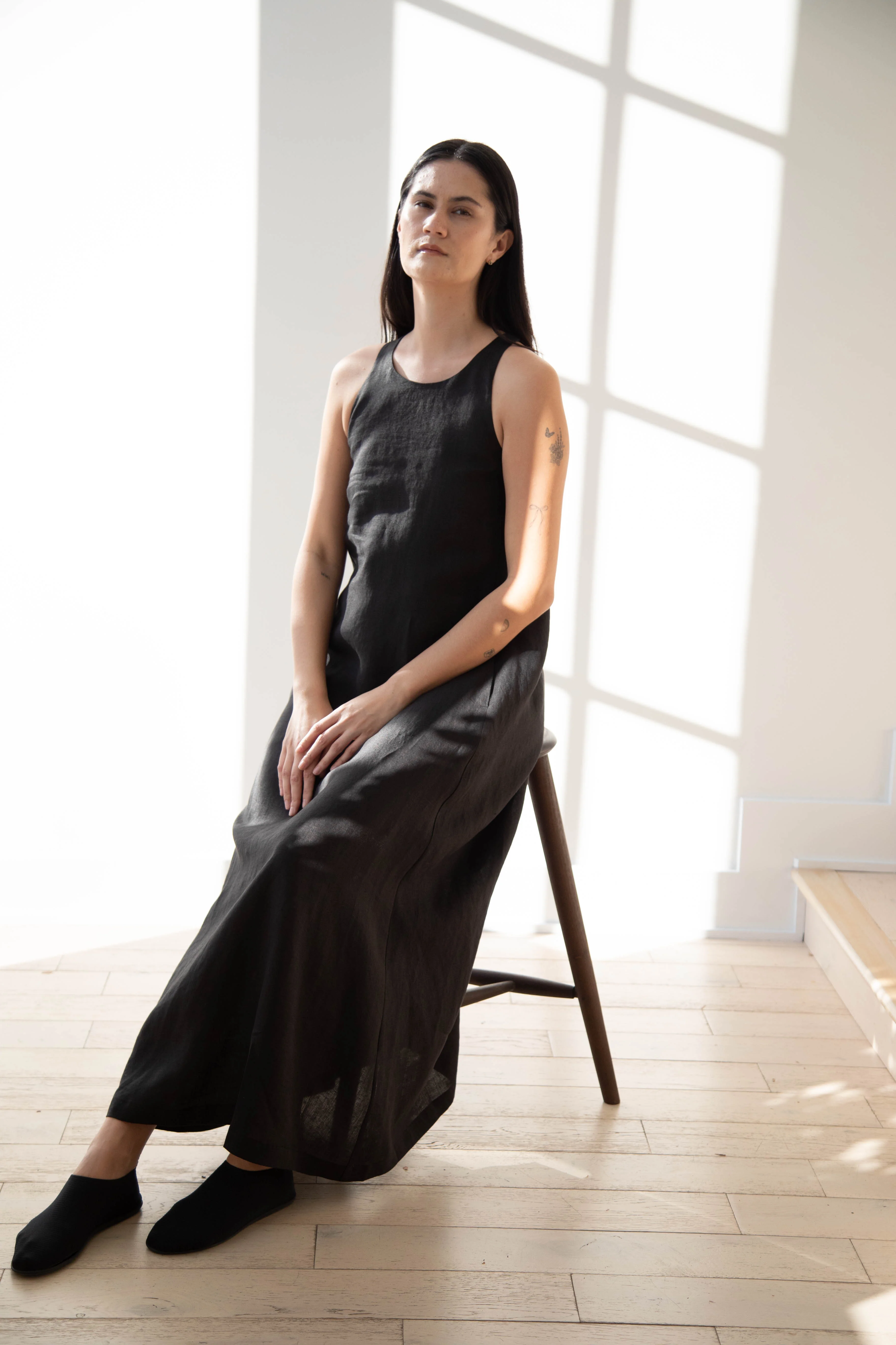 The Loom | Linen Halter Dress in Black Linen - Image 16