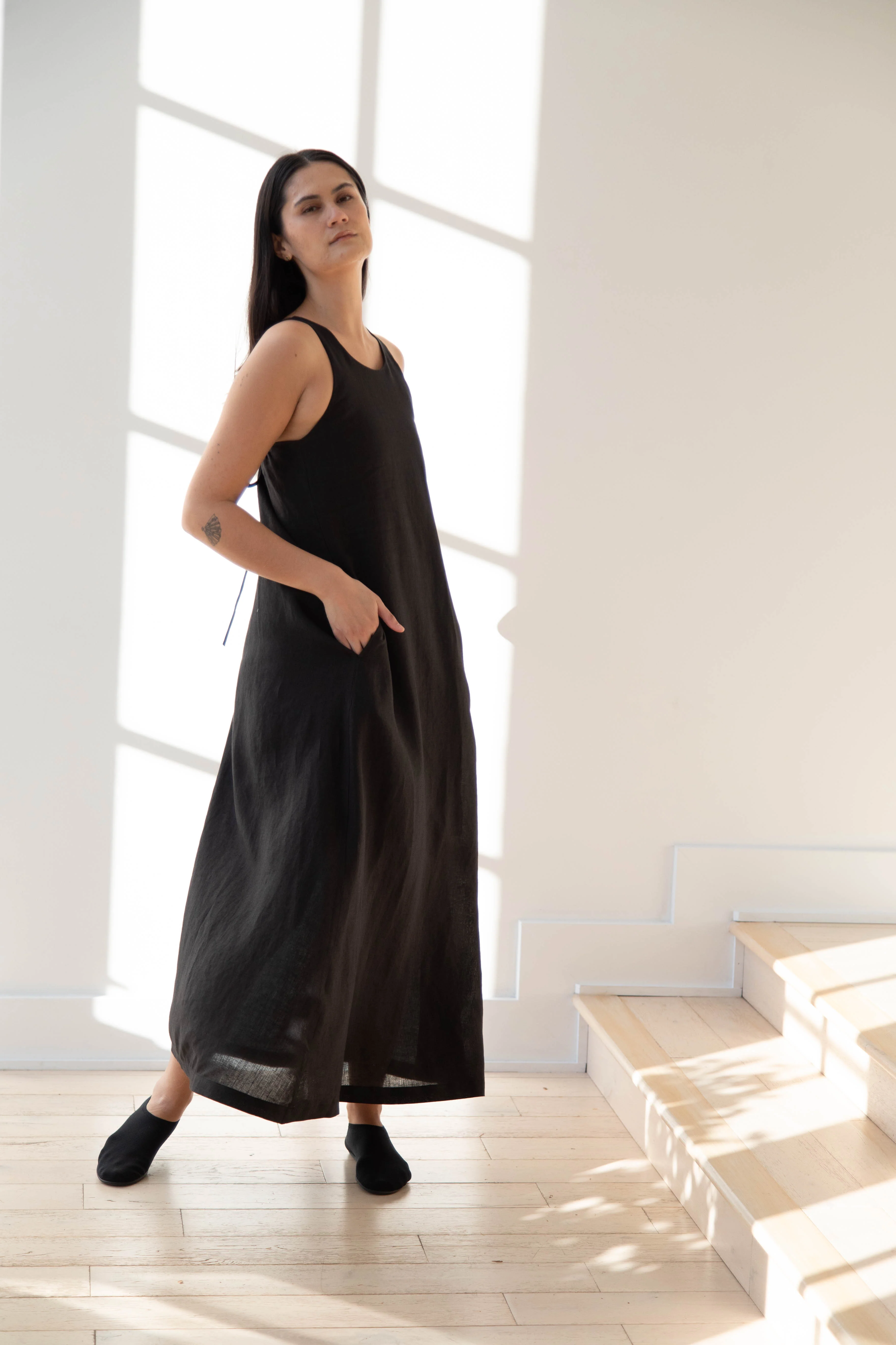 The Loom | Linen Halter Dress in Black Linen - Image 18
