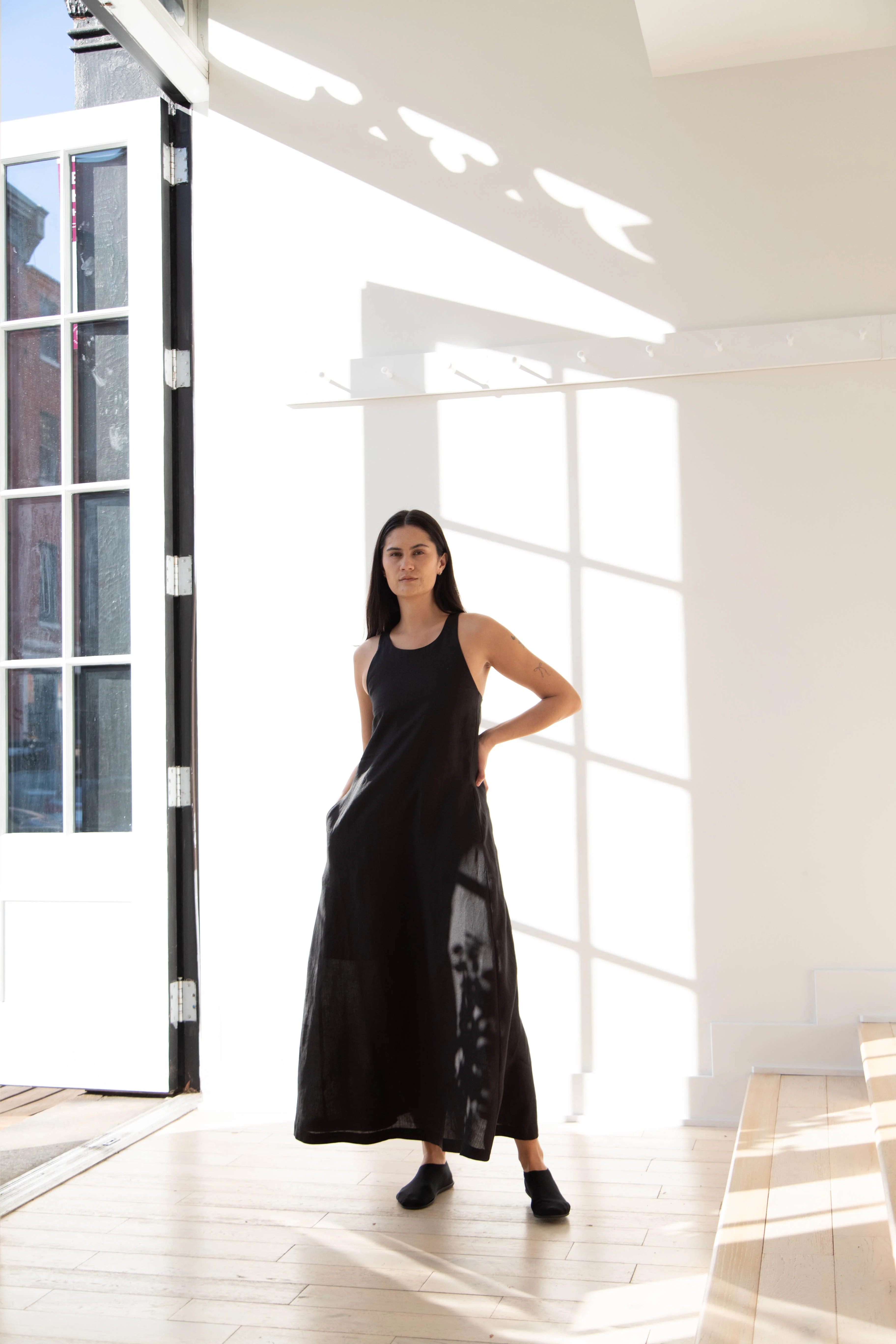 The Loom | Linen Halter Dress in Black Linen - Image 19
