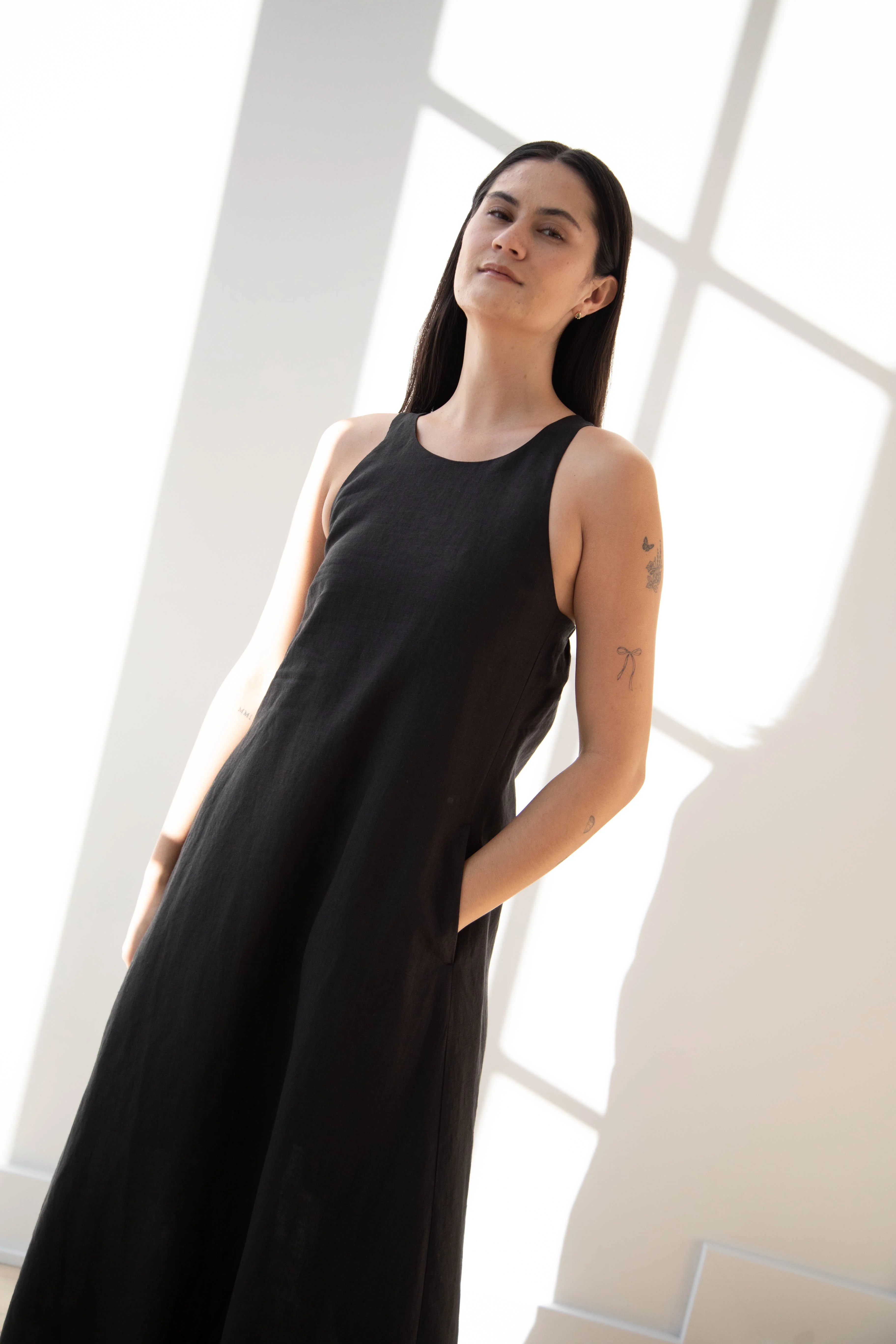 The Loom | Linen Halter Dress in Black Linen - Image 9