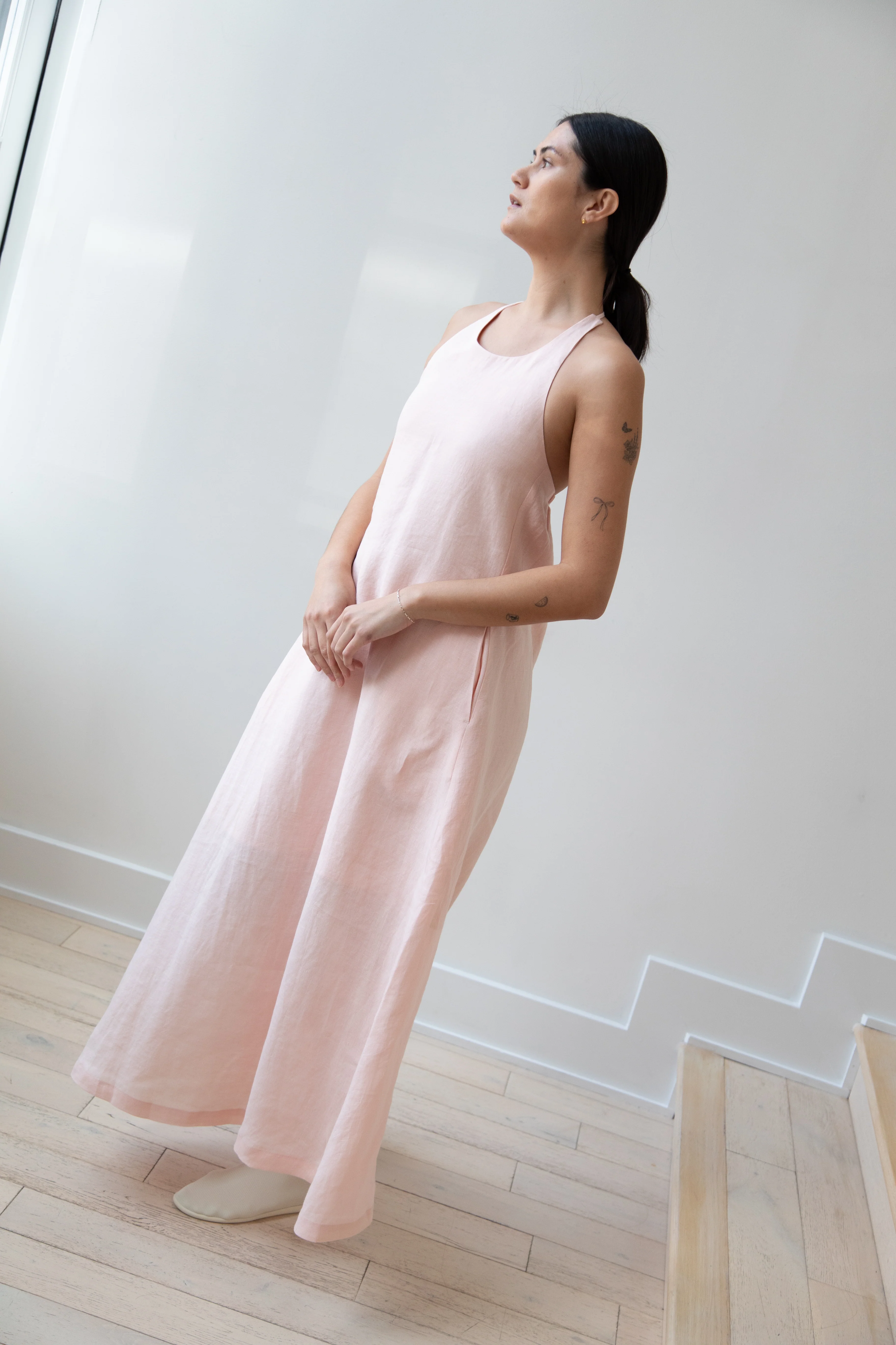 The Loom | Linen Halter Dress in Pink Linen - Image 33