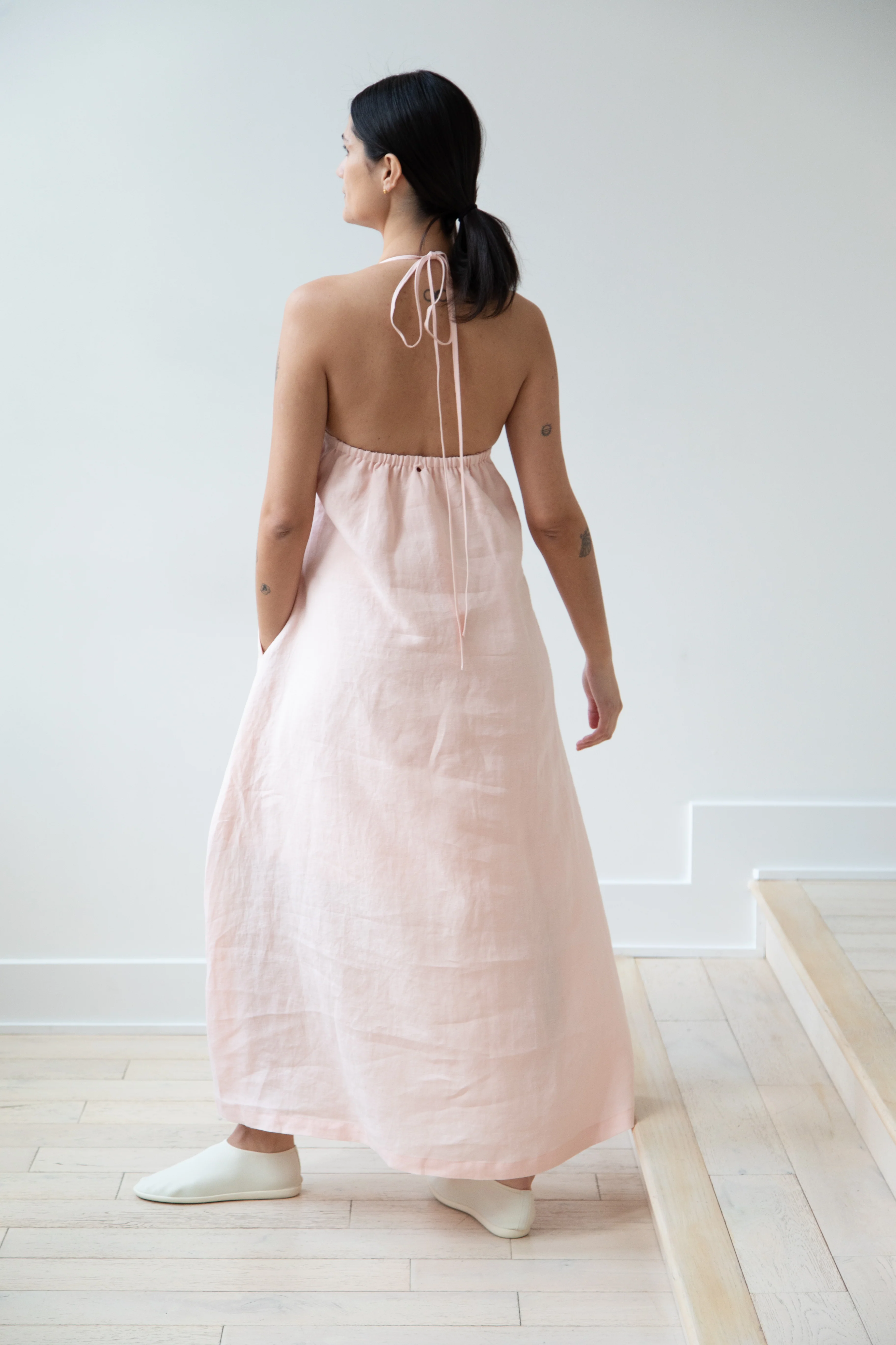 The Loom | Linen Halter Dress in Pink Linen - Image 36