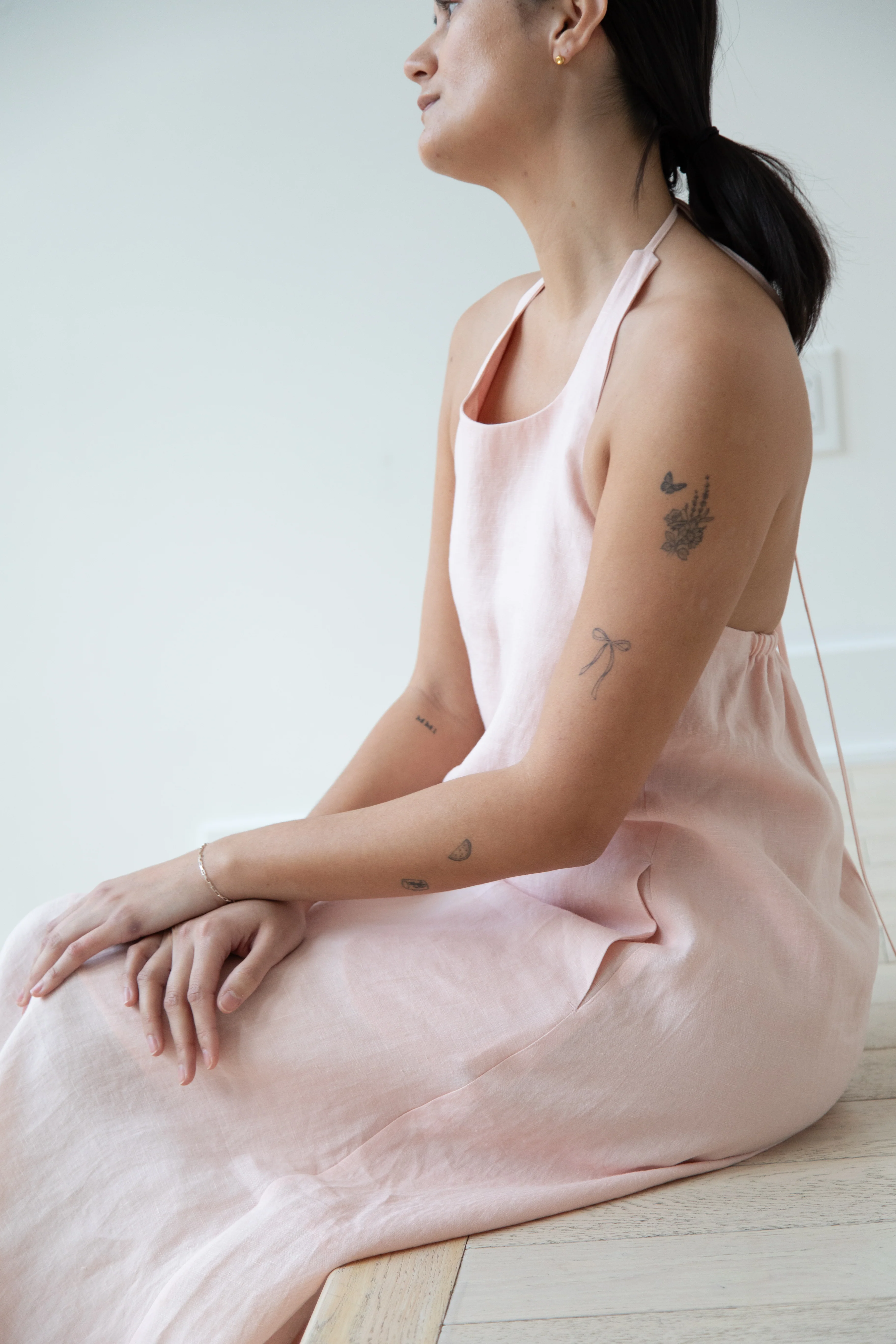 The Loom | Linen Halter Dress in Pink Linen - Image 40