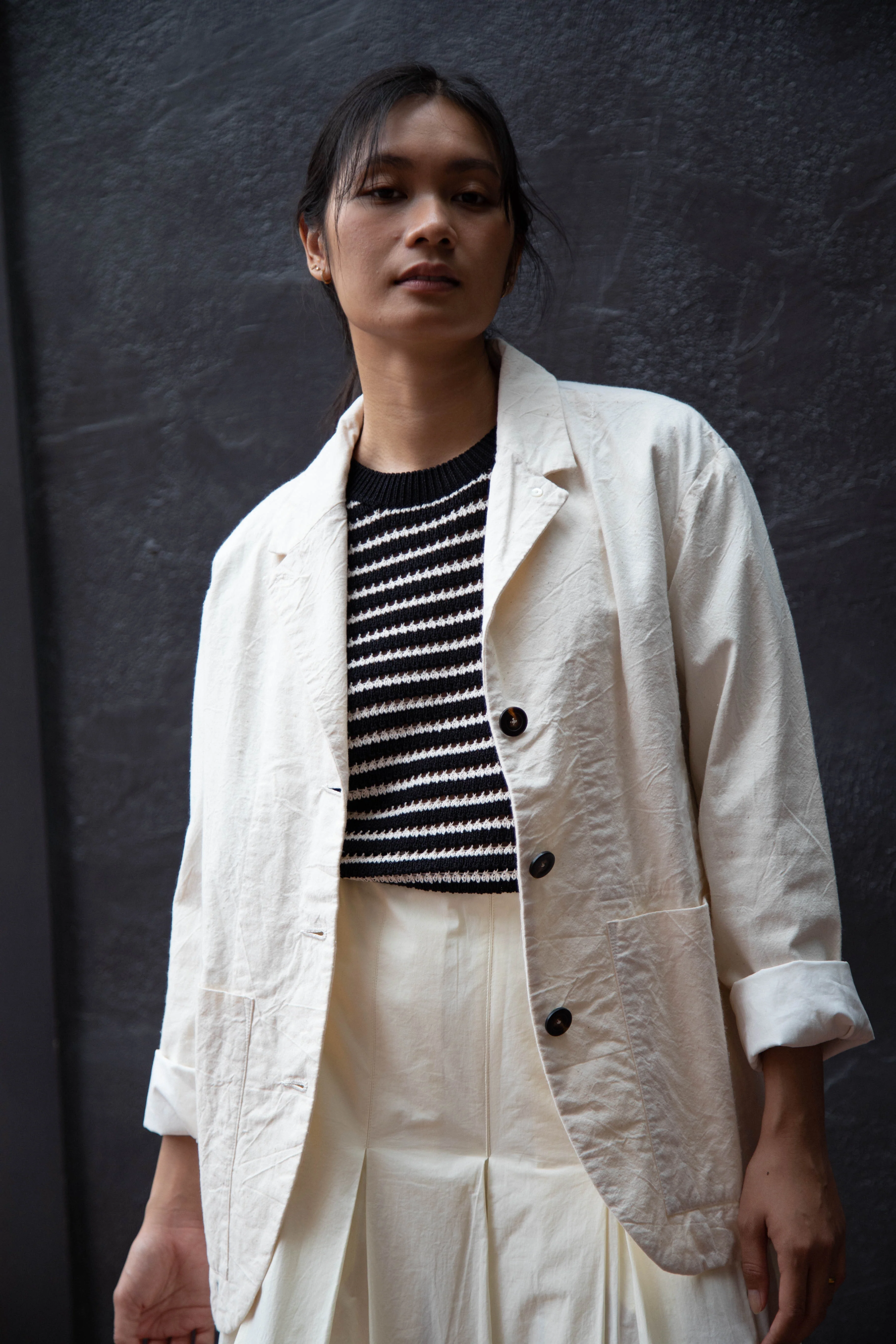 The Loom | Paper Stripe Sweater in Black - Image 27