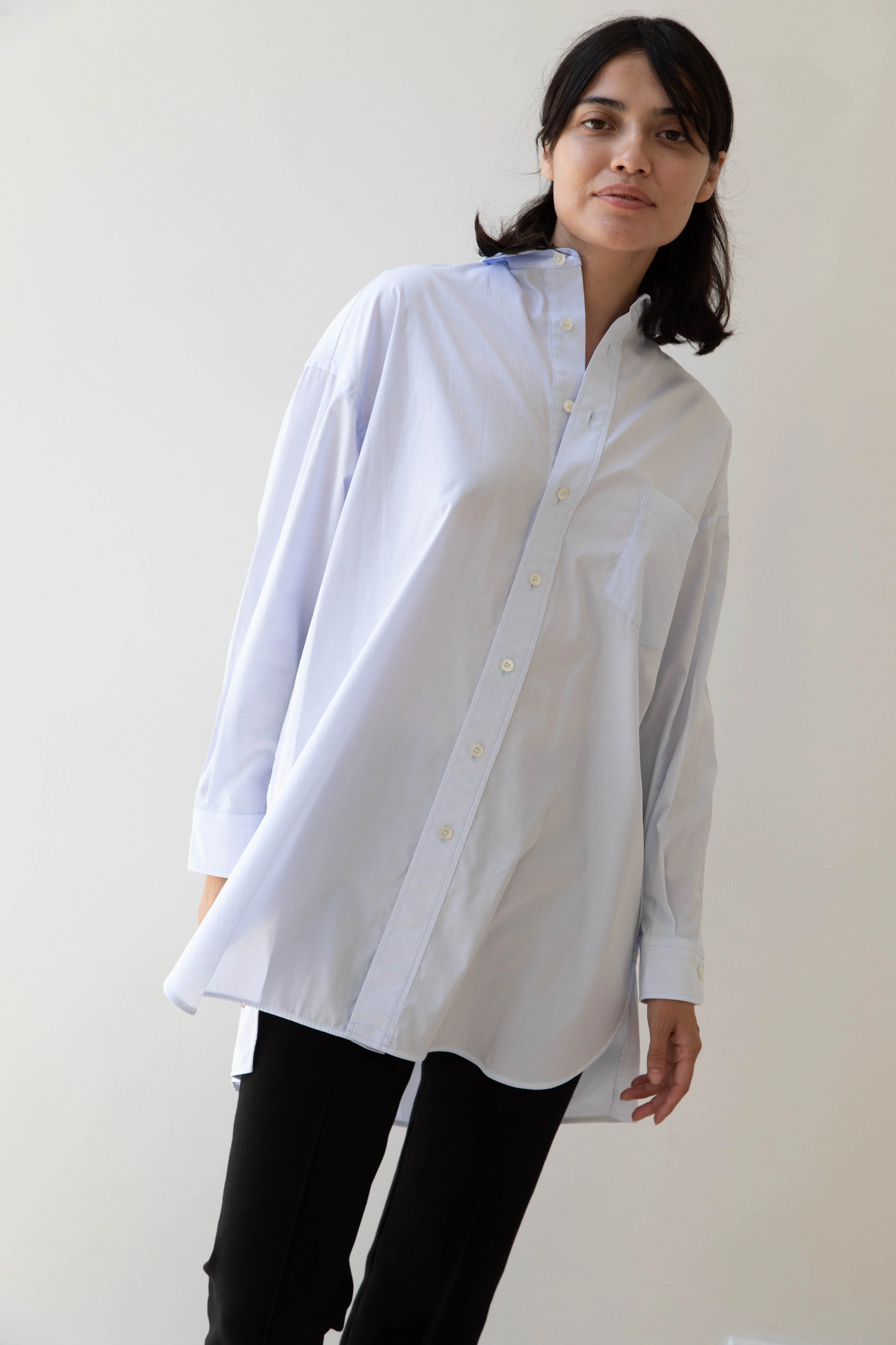 Ticca | Square Tunic Slit Shirt in Sax Blue - Image 2
