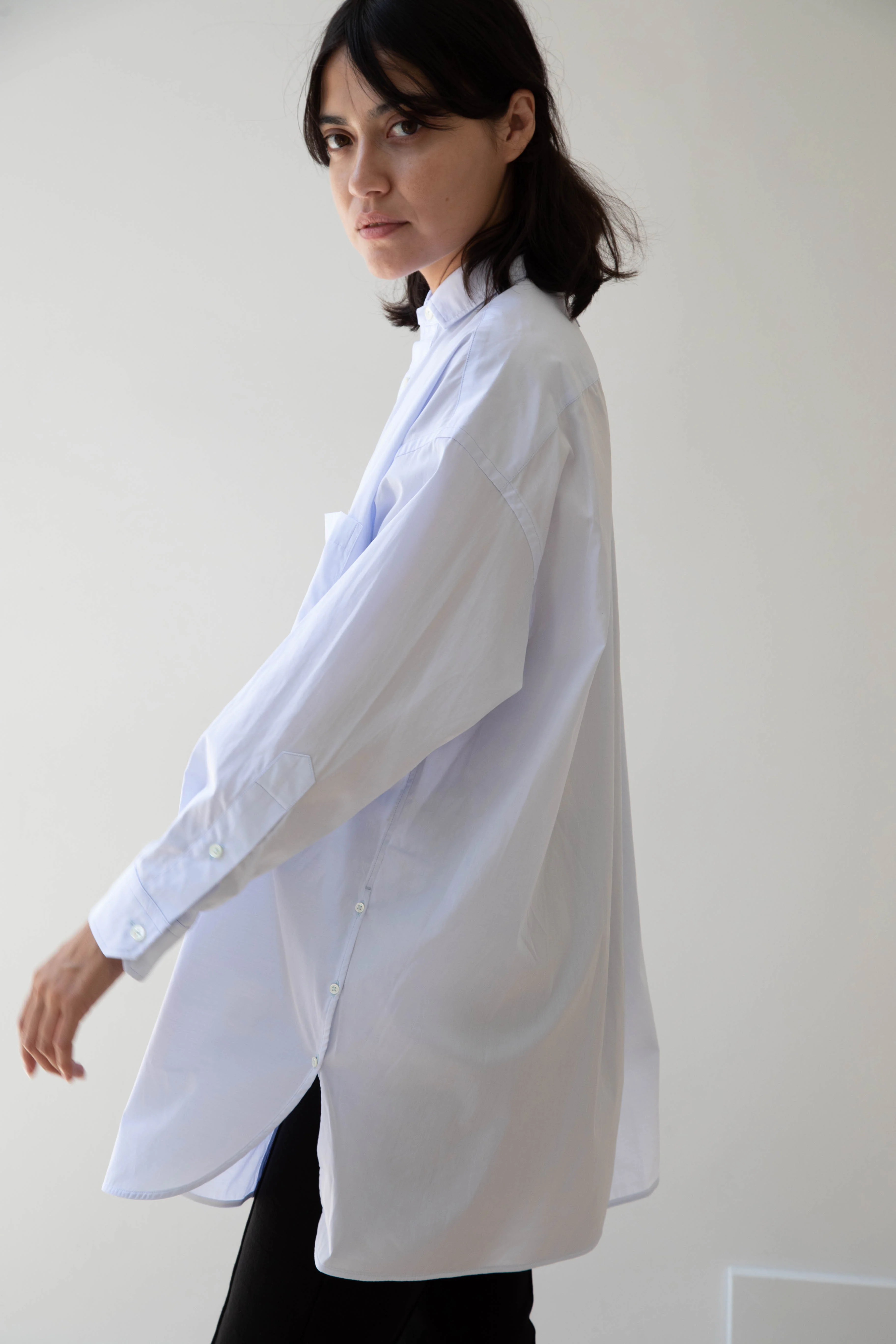 Ticca | Square Tunic Slit Shirt in Sax Blue - Image 32