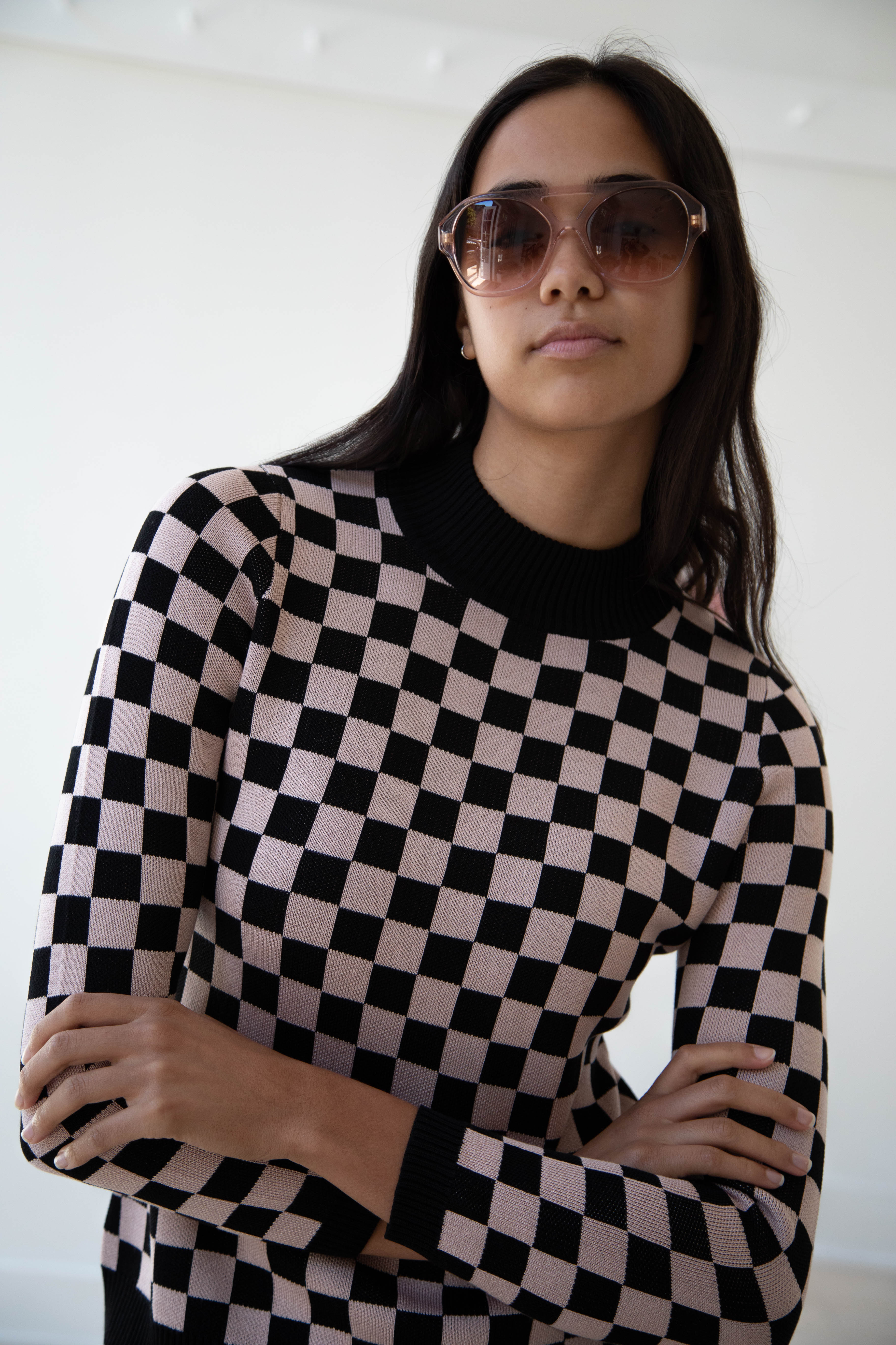 Une Heures ZouZou Silk Check Top - Image 35