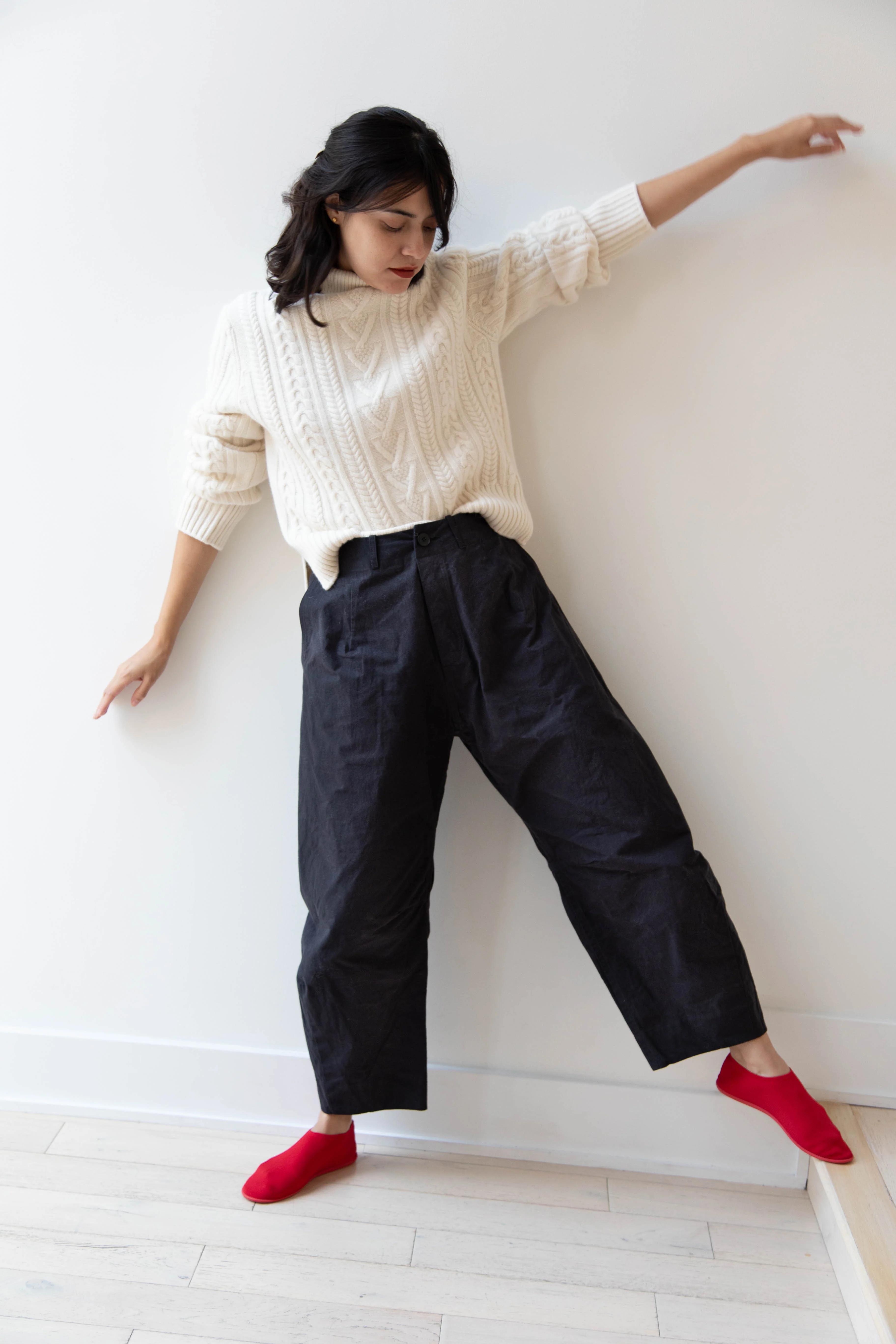 Unkruid | Baggy Pants in Waxed Fine Cotton Canvas in Black - Image 18