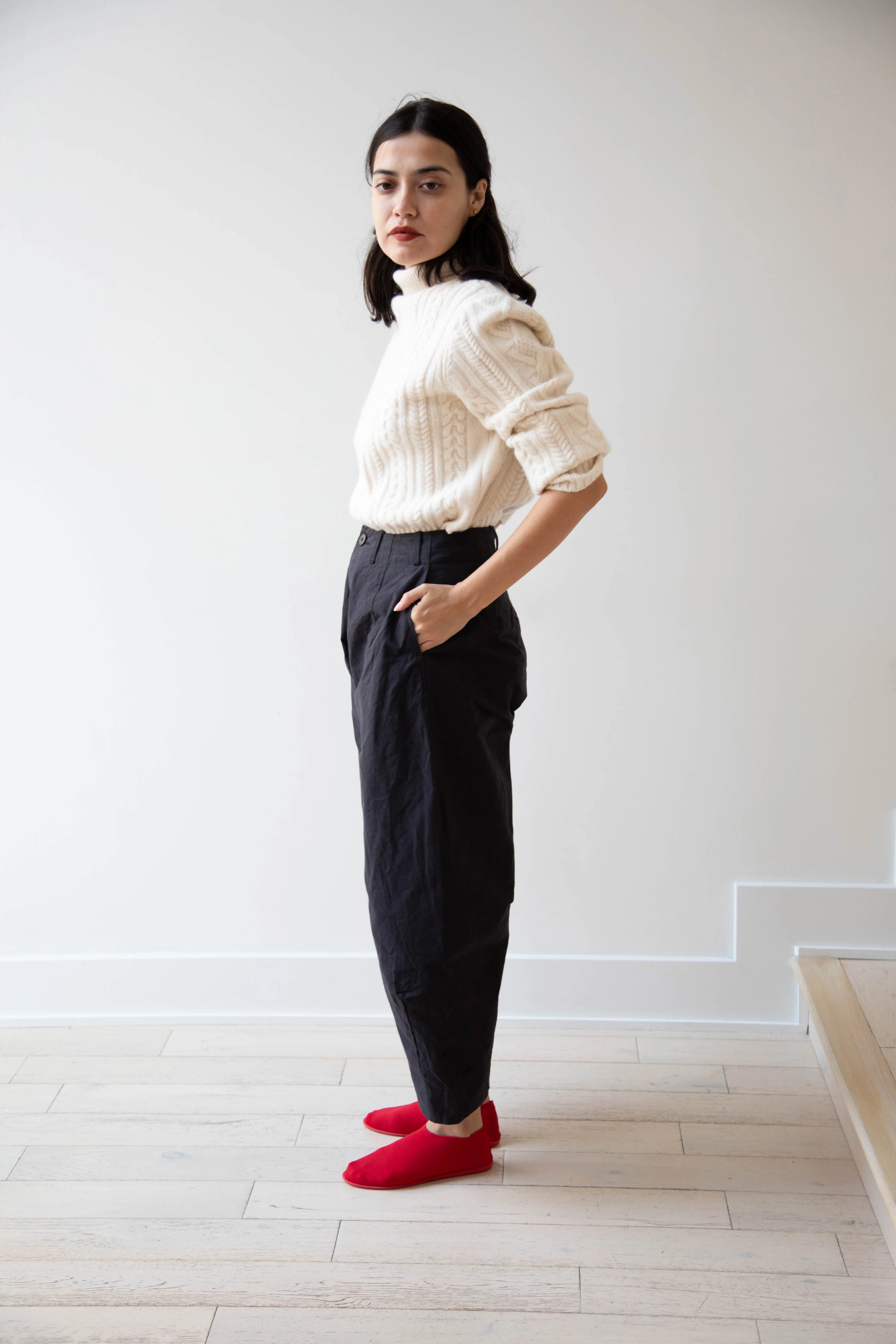 Unkruid | Baggy Pants in Waxed Fine Cotton Canvas in Black - Image 34