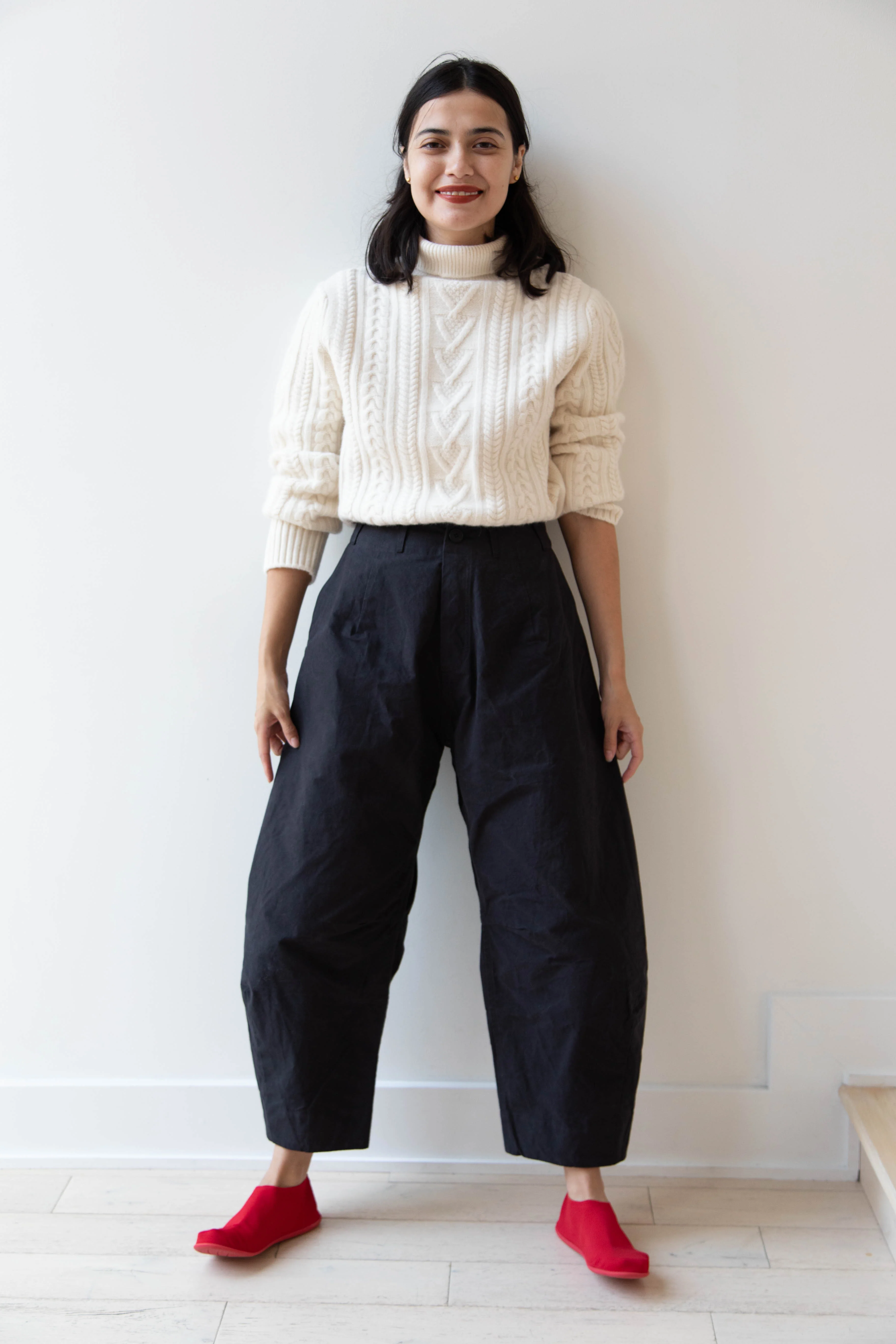 Unkruid | Baggy Pants in Waxed Fine Cotton Canvas in Black - Image 35