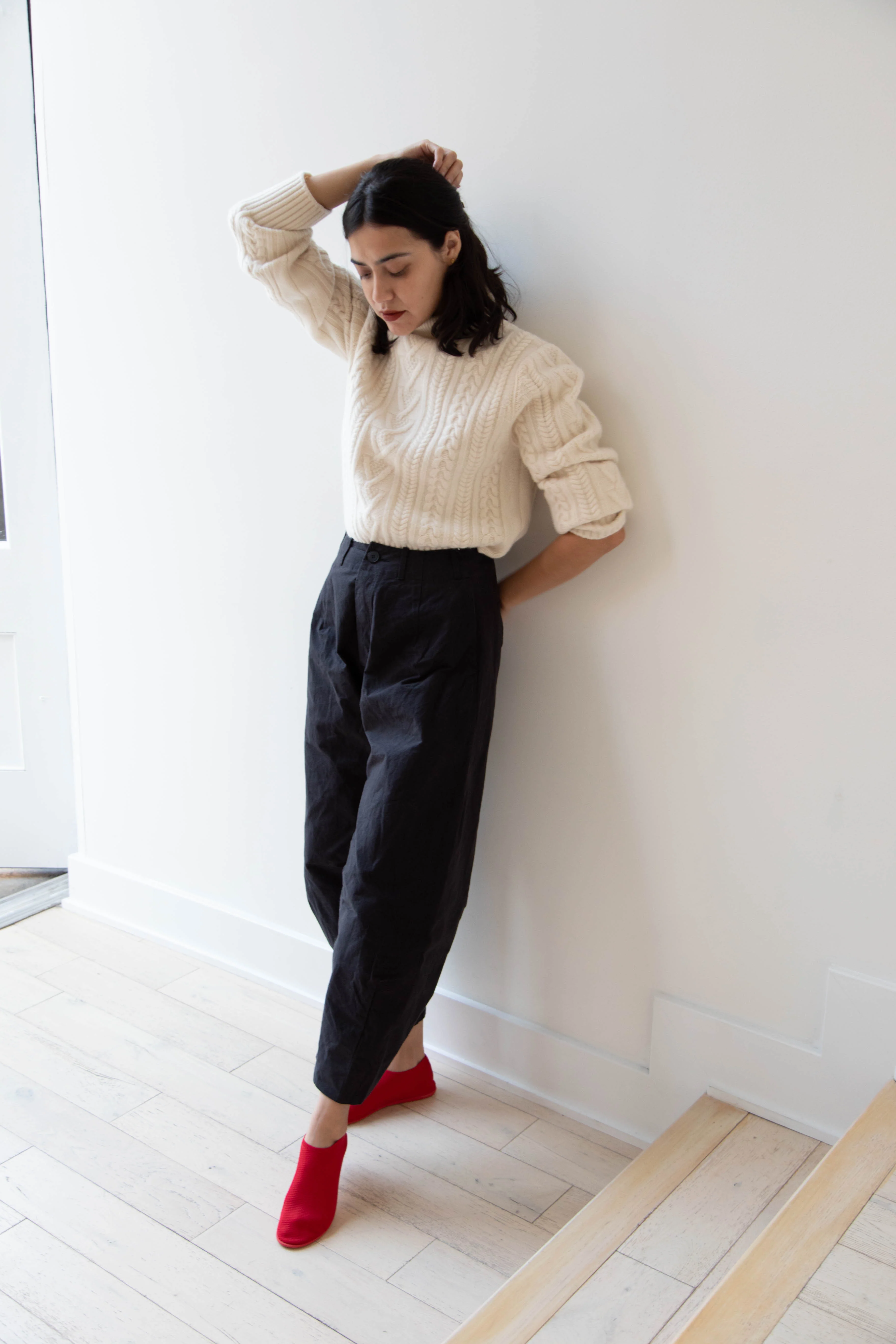 Unkruid | Baggy Pants in Waxed Fine Cotton Canvas in Black - Image 36