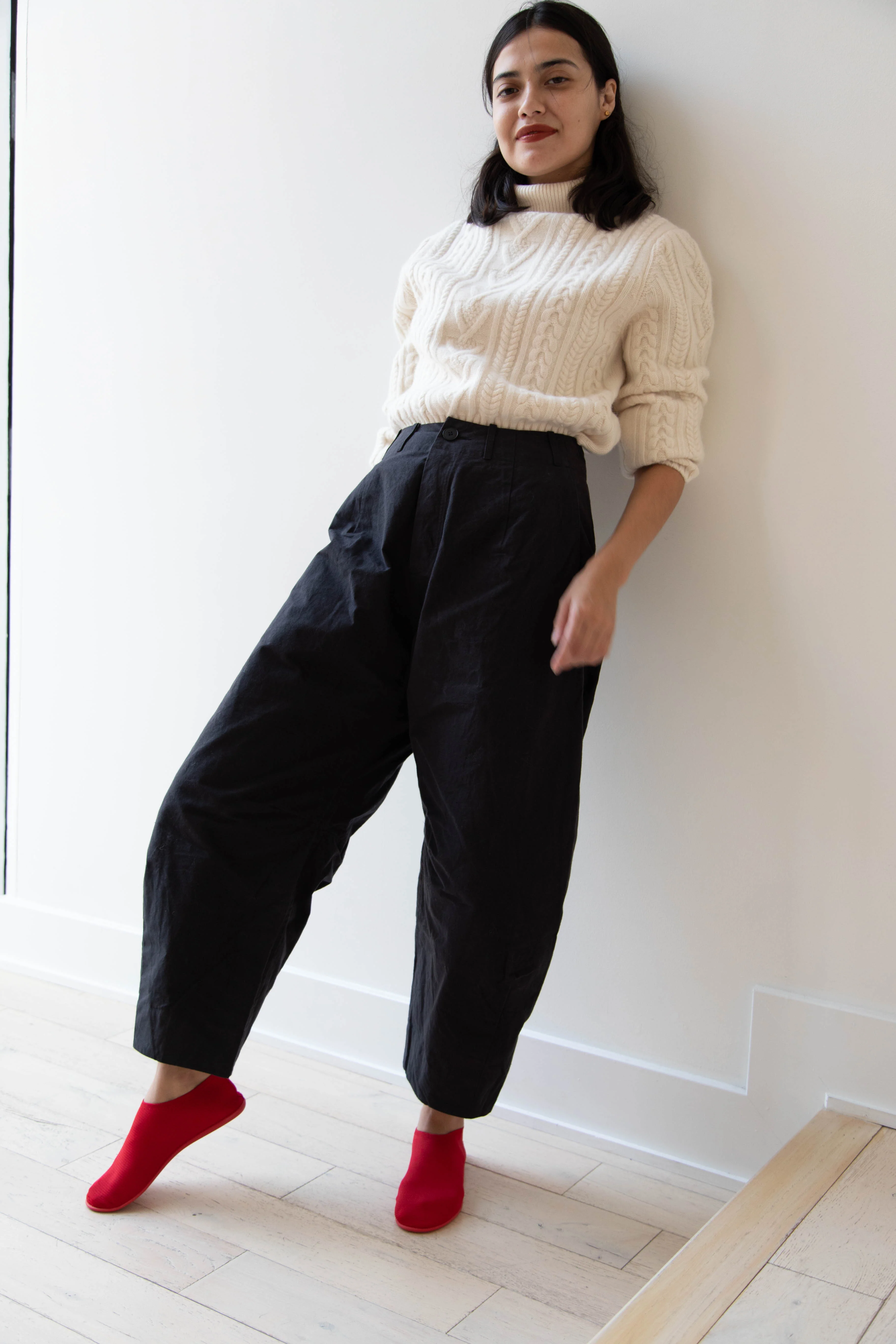 Unkruid | Baggy Pants in Waxed Fine Cotton Canvas in Black - Image 37