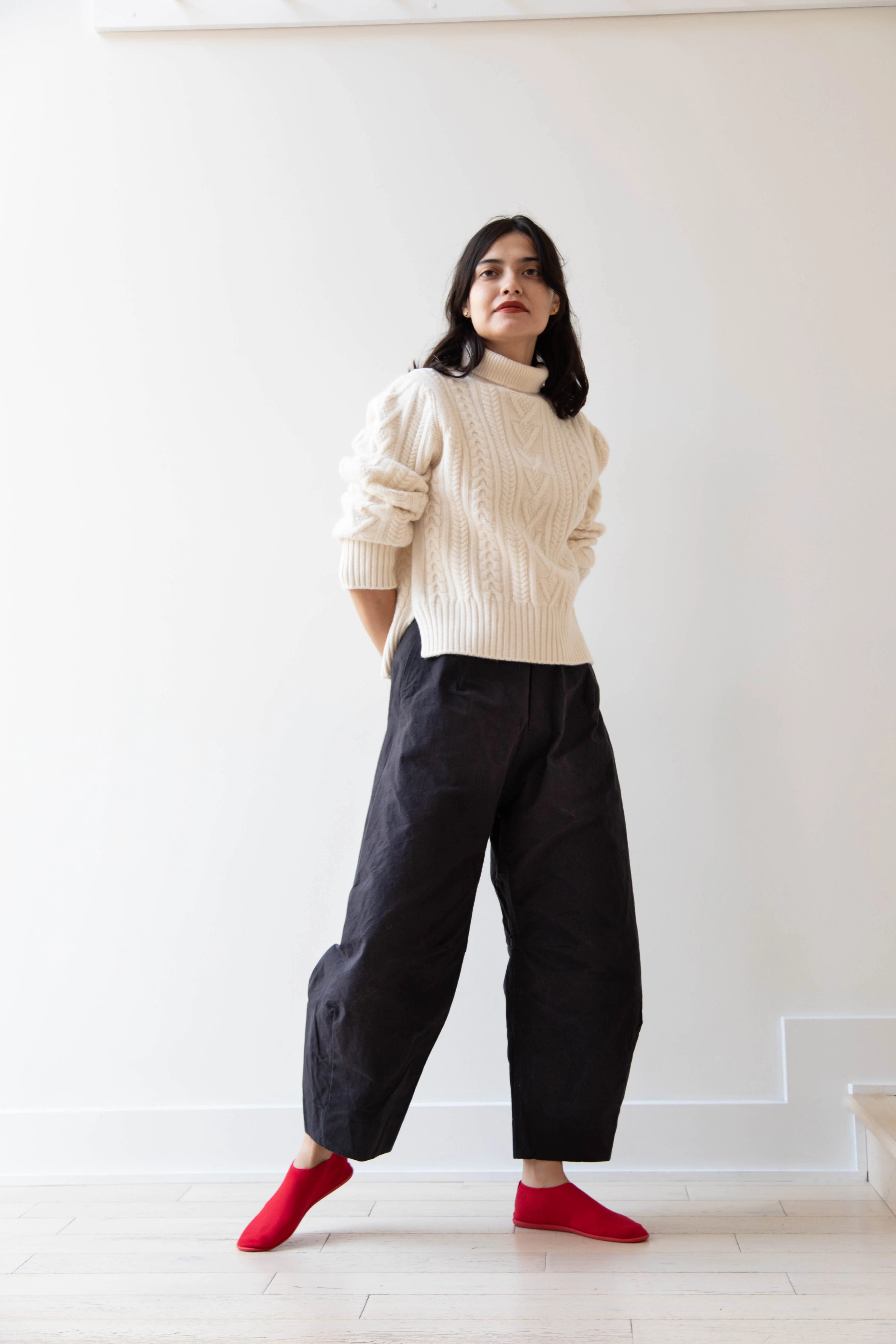 Unkruid | Baggy Pants in Waxed Fine Cotton Canvas in Black - Image 9
