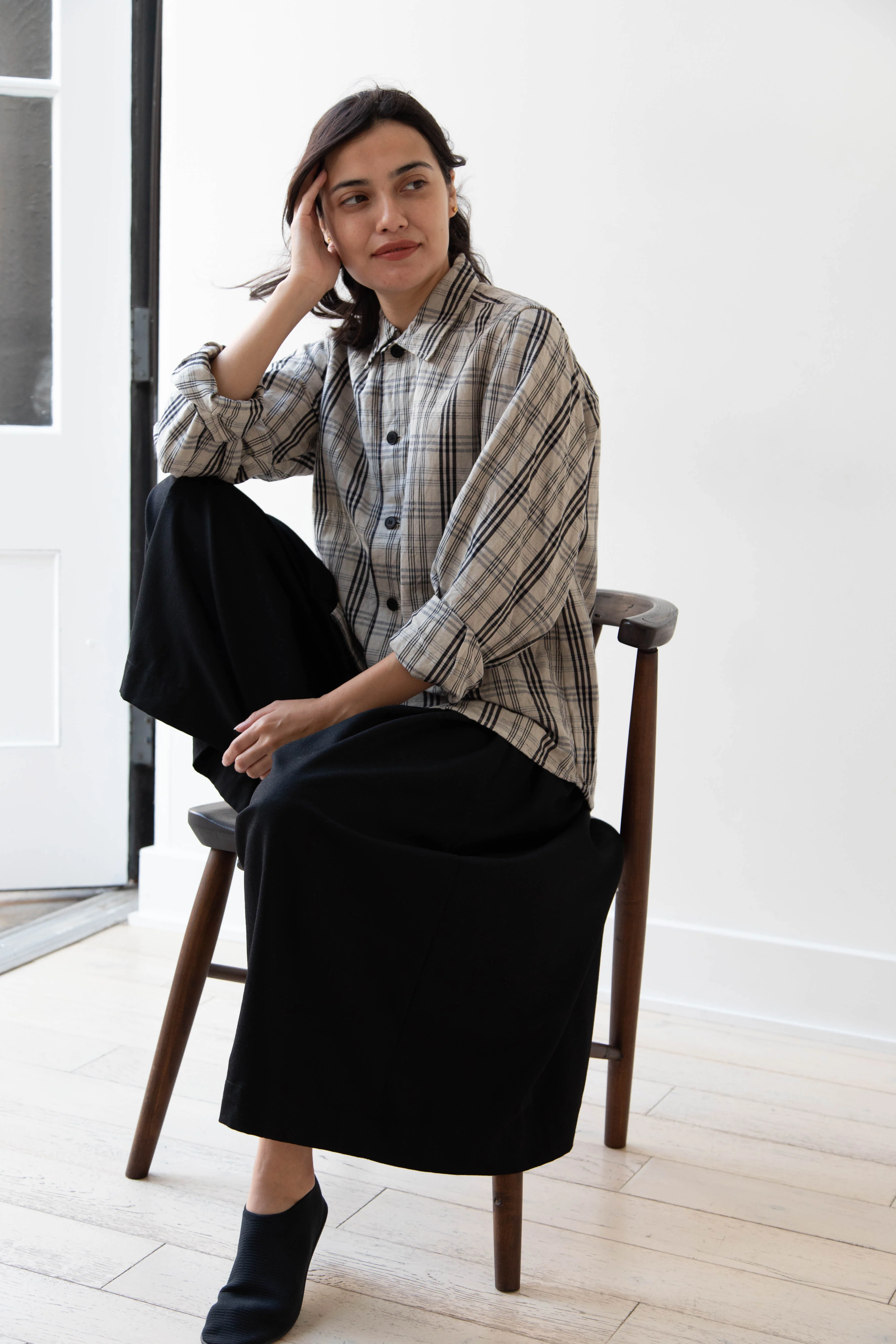 Unkruid | Bow Sleeve Shirt in Natural Black Kelsch Cloth - Image 12
