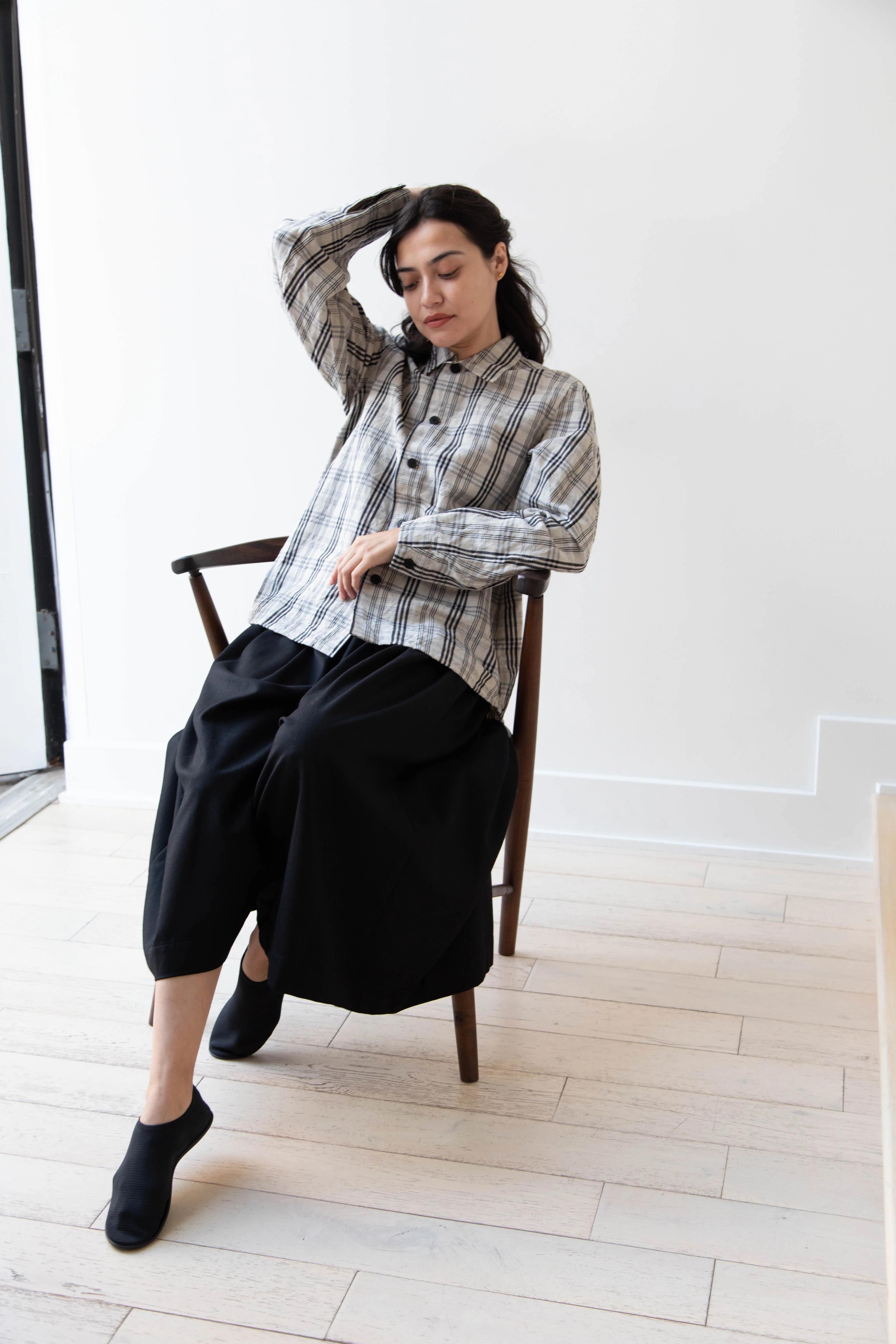 Unkruid | Bow Sleeve Shirt in Natural Black Kelsch Cloth - Image 19