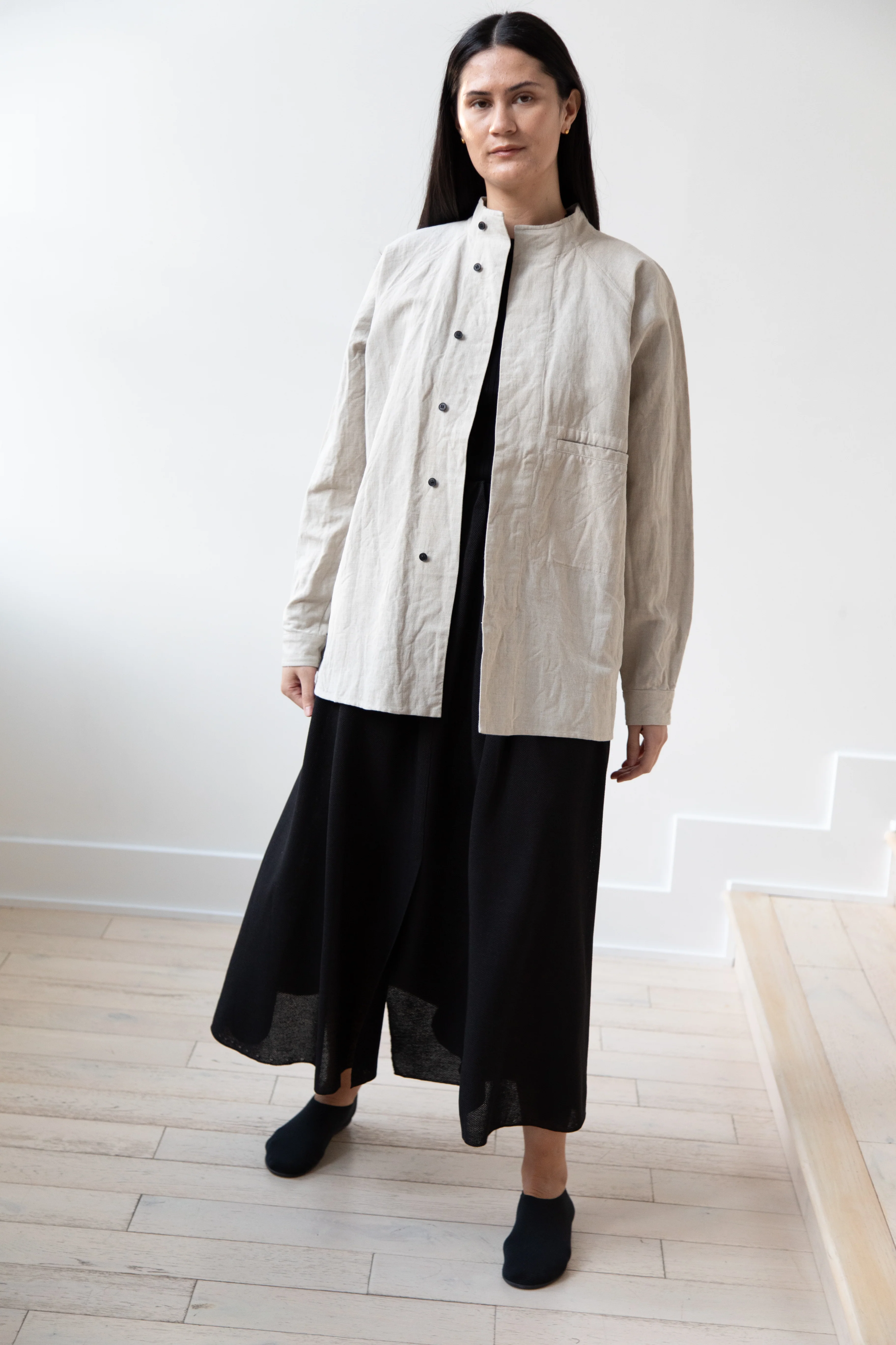 Unkruid | Stand Collar Shirt in Natural - Image 24