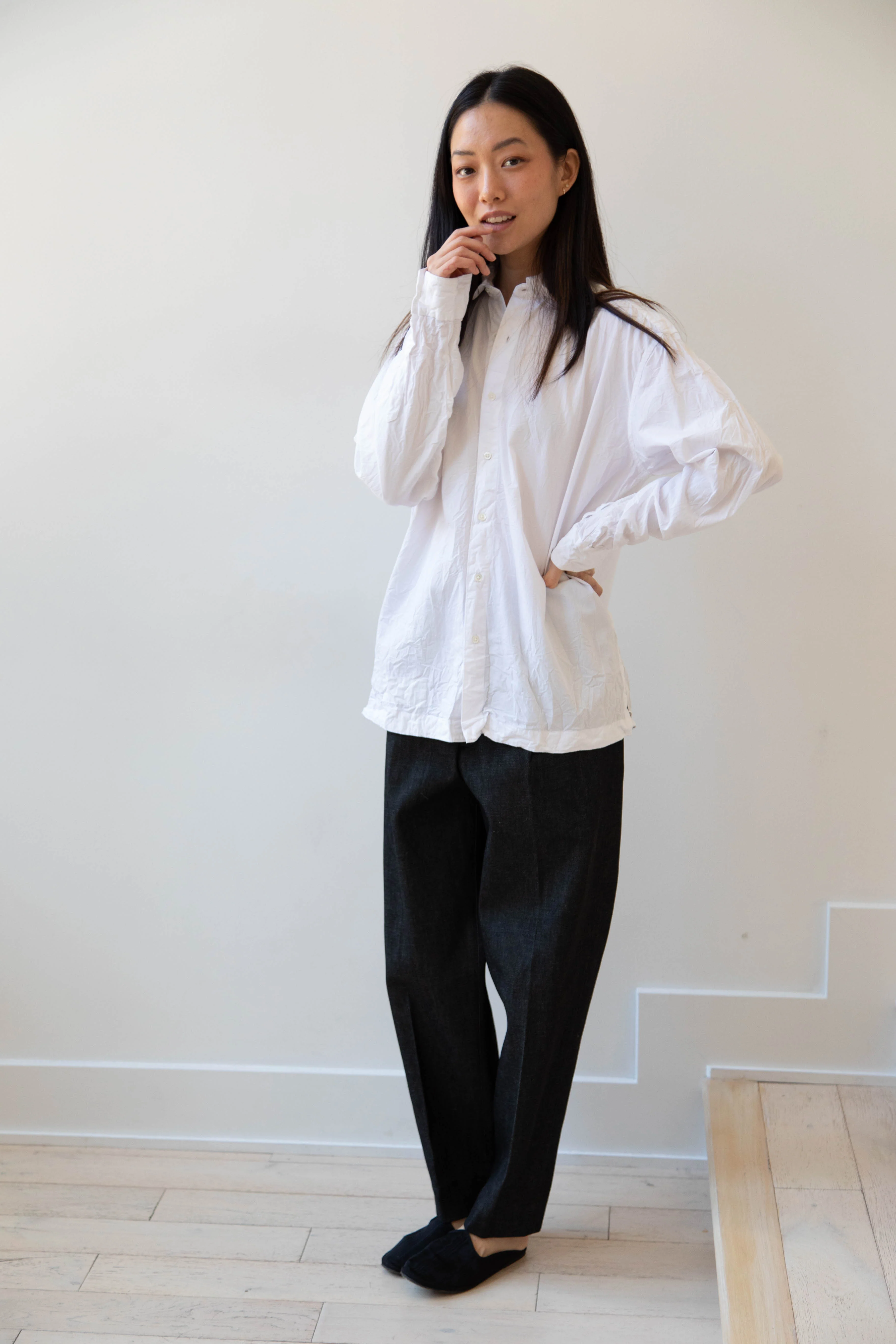 Vas-y Lentement | Cotton Poplin Button Up in White - Image 21