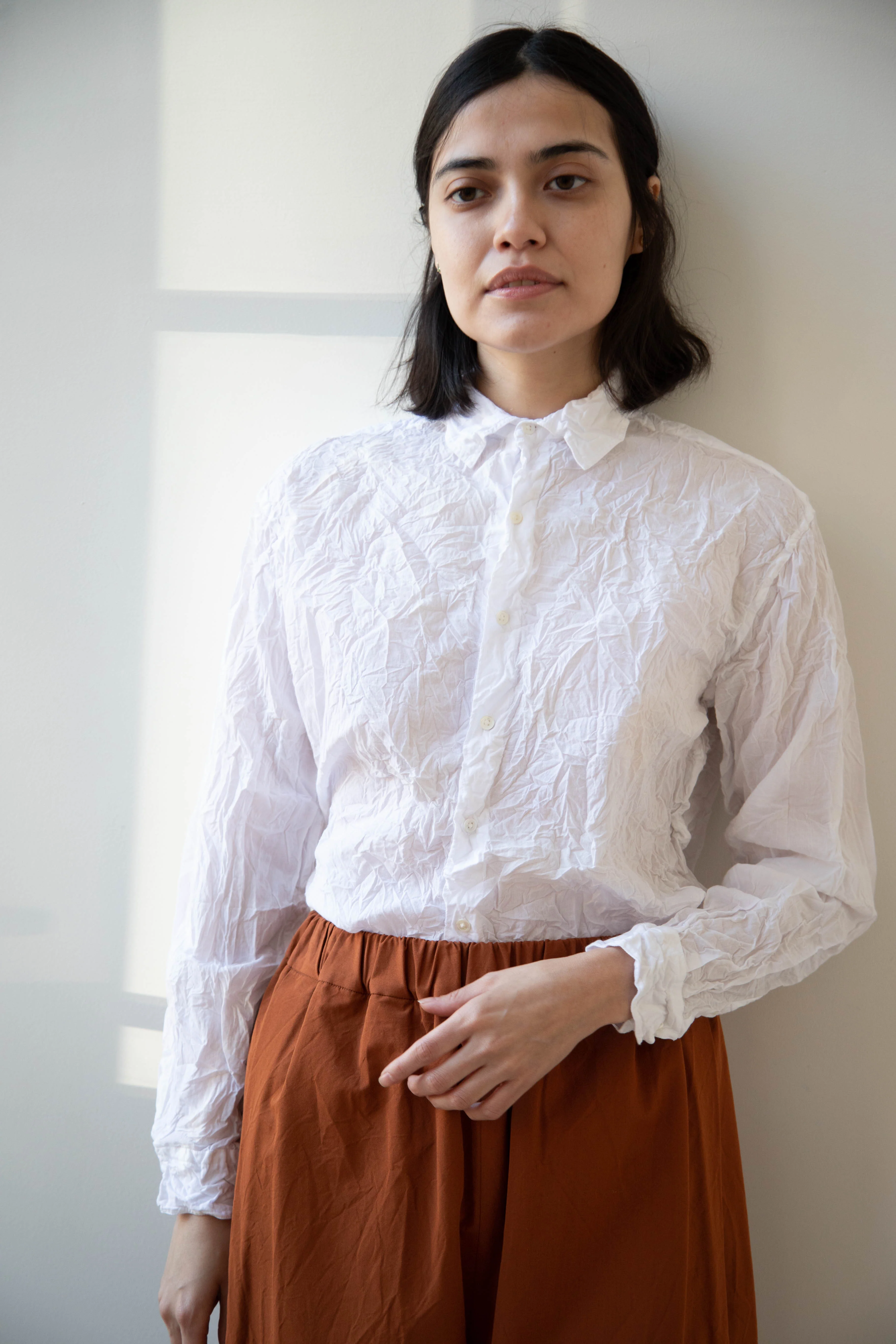 Vas-Y Lentement | Crinkle Button Up in White - Image 29