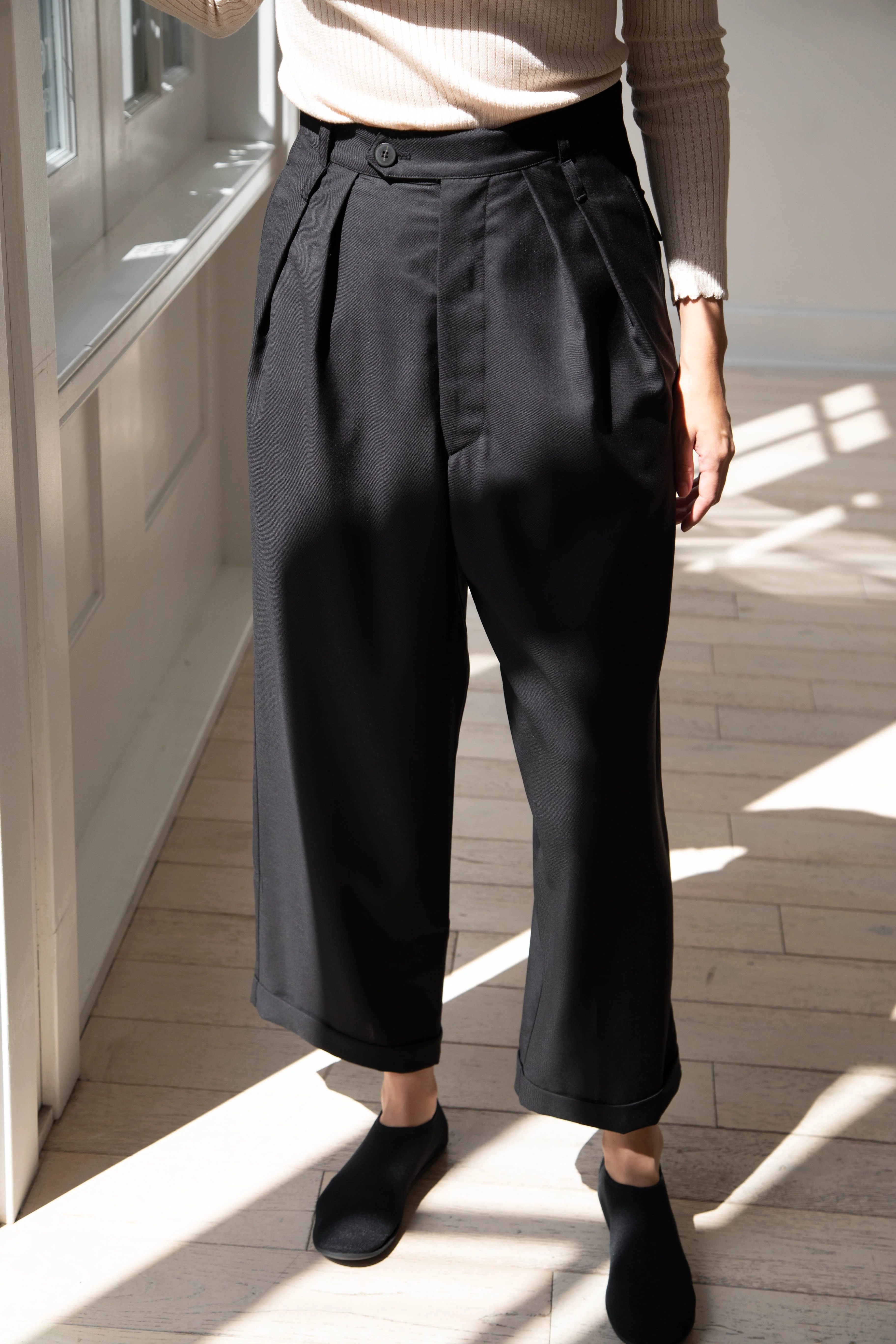 Wright & Doyle | Double Pleat Trousers in Ebony - Image 13