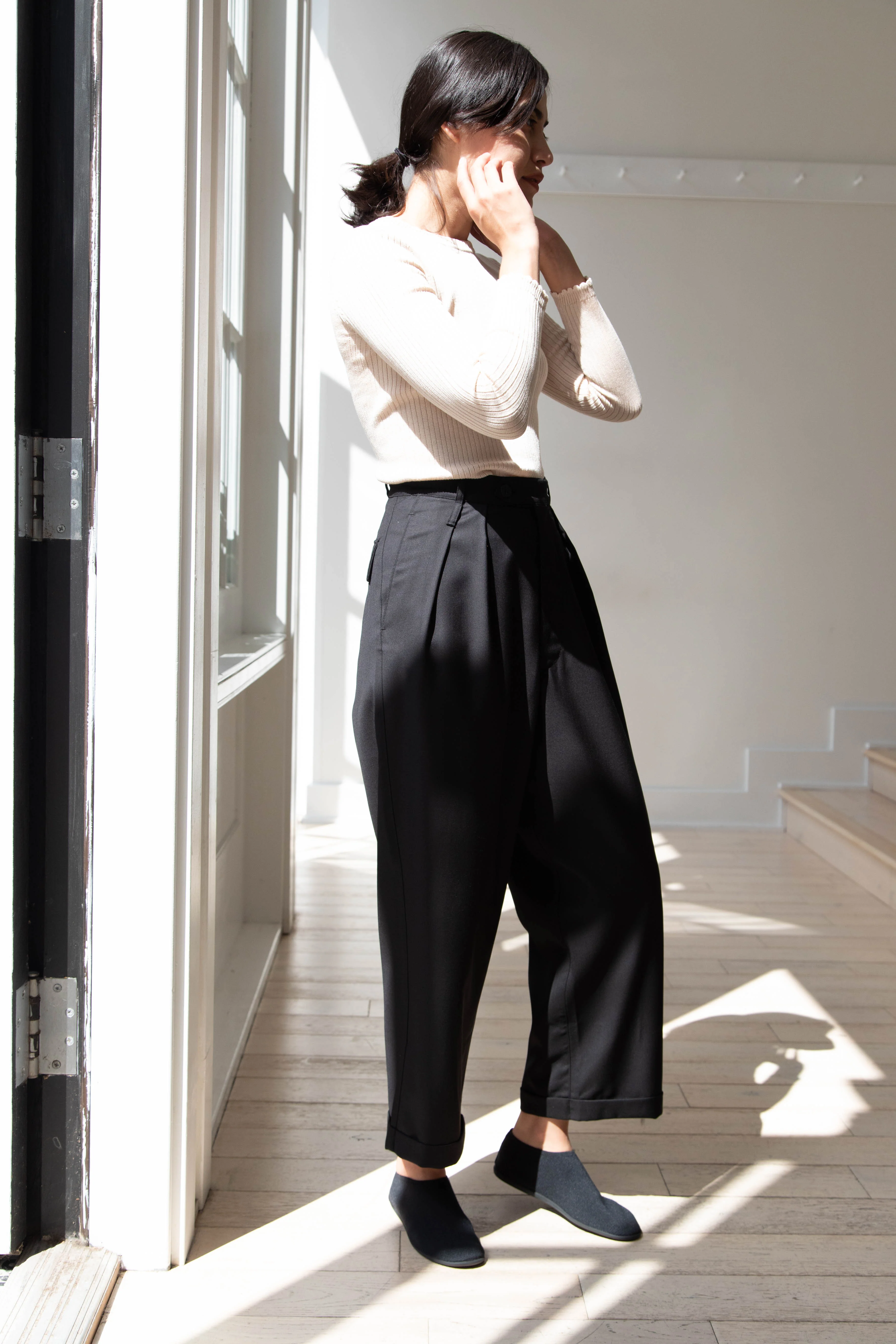 Wright & Doyle | Double Pleat Trousers in Ebony - Image 7