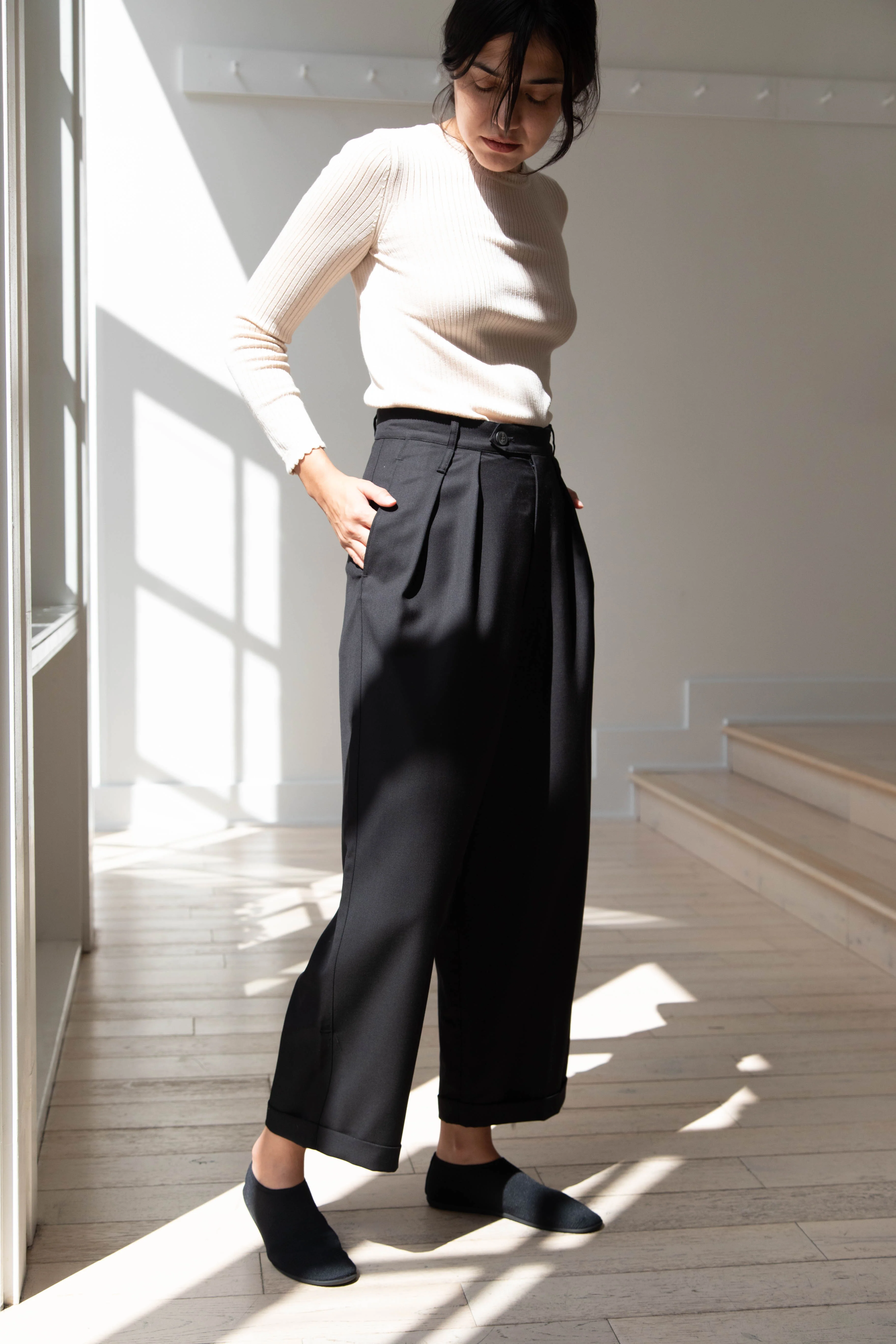 Wright & Doyle | Double Pleat Trousers in Ebony - Image 9